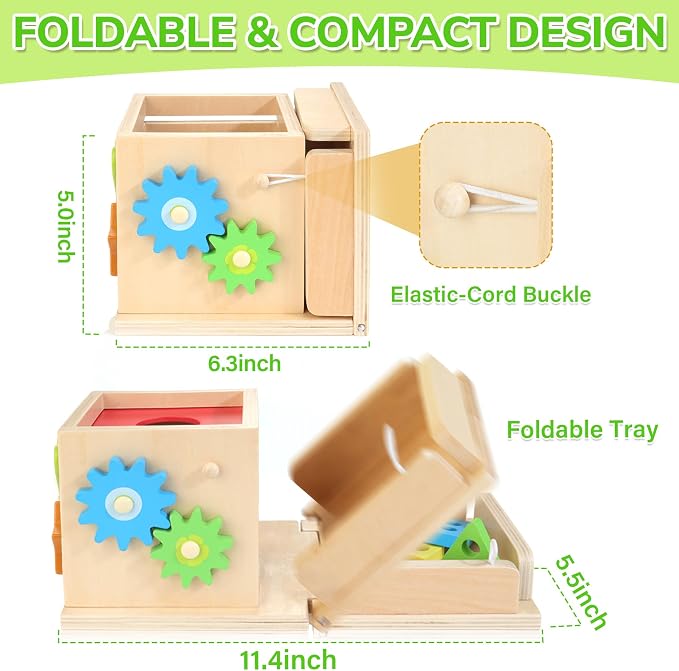 Wooden Montessori Toys for 1+ Year Old, 8-in-1 Toddler Learning Toy Set | Object Permanence Box, Ball Drop Coin Box, Carrot Harvest, Shape Sorting Toys, Gift for Baby Boys Girls Age 12+ Months