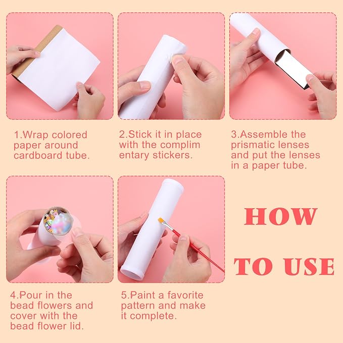 Abaodam DIY Kaleidoscope Kit for Kids, 7.4Inch Educational Craft | with Kaleidoscope Accessories for Home Classroom Hands-on Stem Learning Activity