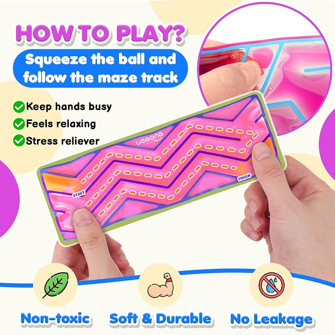 Squishy Sensory Fidget Autism Toys for Kids: Sensory Toys for Special Need 6 Pack Maze - Quiet Fidgets Sensory Filled Goo for Calming Down Classroom, Adult Office,Travel Essentials, Kid Students Gifts