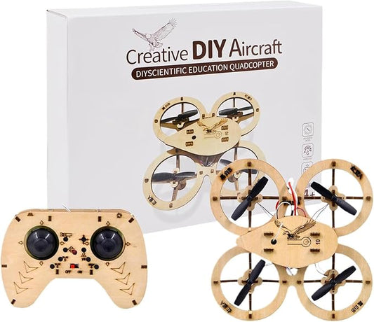 DIY Wooden RC Drone Kit - Remote Control 3D Building Blocks Quadcopter