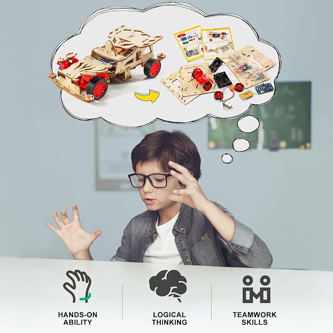 STEM Toys for Ages 8-13, Remote Control Model Car Building Science Kits | 8 9 10 11 Year Old Boys Birthday Gifts, STEM Kits for Kids Age 8-10 12-14 Crafts Projects 8-12, 3D Wooden Puzzles Girls