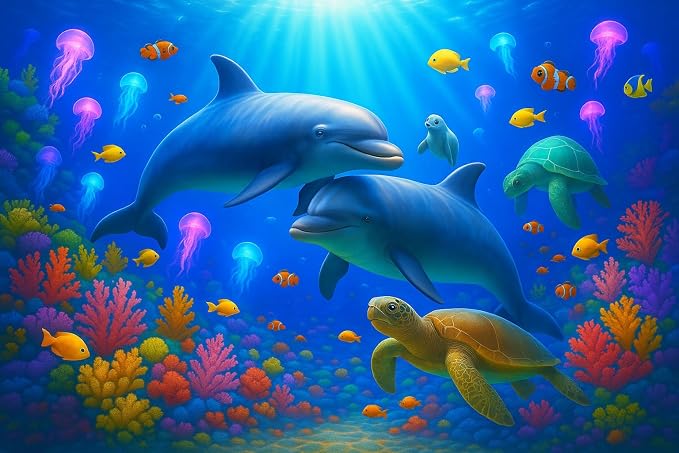100 Piece Puzzles for Kids Girls Boys Ages 4-10, Colorful Ocean Under Sea | Learning Educational Jigsaw Puzzles Toys with Full-size Poster, Holiday/ Birthday/Party/School Gifts for Children