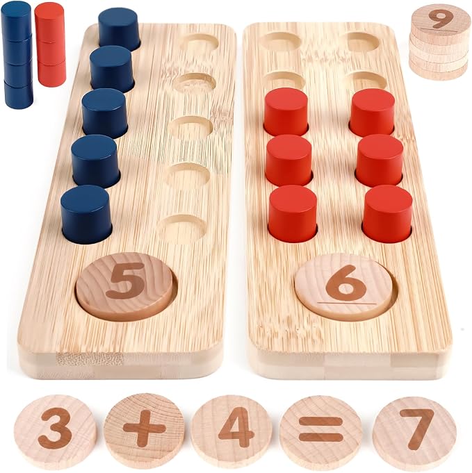 DINORUN Counting Peg Board - Montessori Toys for 3 4 Year Old Boy Girl Gift