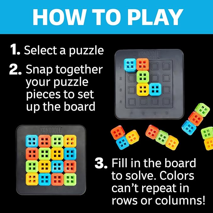 Educational Insights Kanoodle SudoQube - 3D Brain Teaser Puzzles for Kids Ages 8-10, Travel-Friendly Pocket Sudoku Game, Brain Games for Adults, Teens, and Kids, Single Player Puzzle Games