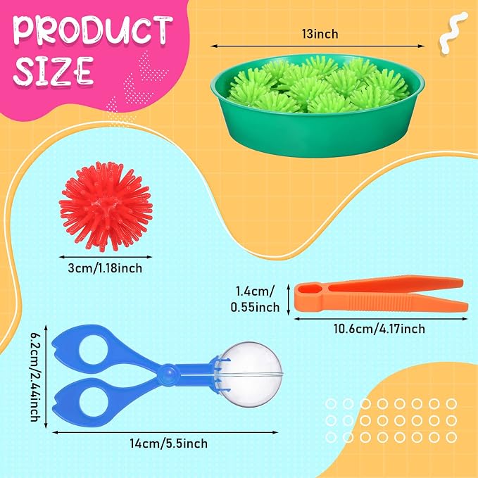 Leitee 71 Pcs Sensory Bin Filler,Blue,Regular | Hedge Balls Tweezers Clips Cups, Fine Skills Toys Set for Kids Counting Sorting, Sensory Bin Tools Preschool Learning