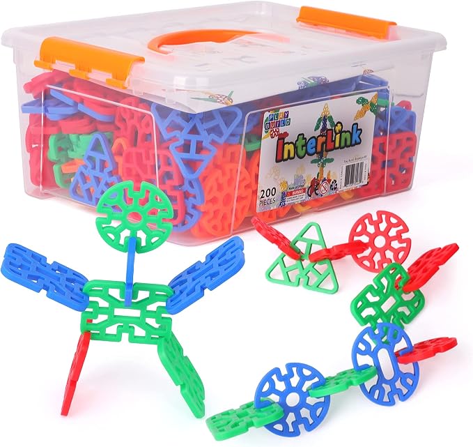 Interlinks Connector Building Toys, Interlocking Stem Toys for Boys and Girls, Baby and Toddler Toys, Creative Construction Stem Building Toys, Ages 3+