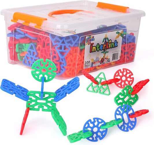 Interlinks Connector Building Toys, Interlocking Stem Toys for Boys and Girls, Baby and Toddler Toys, Creative Construction Stem Building Toys, Ages 3+