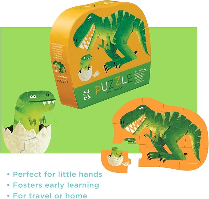 Crocodile Creek 12-Piece Mini Jigsaw Puzzle - Fun Floor Puzzles for Kids Ages 2-4 and Up - Heavy-Duty Shaped Box for Storage - Just Hatched - 12" x 9" Finished