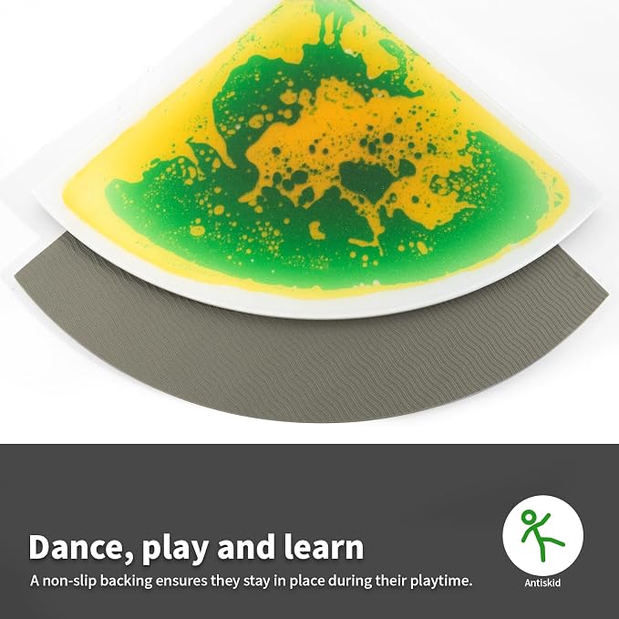 LONGKING 4-Sheet Liquid Sector Sensory Tiles, Colorful Floor Tile for Play Centers, Playroom, Lava Tiles, Radius 13" | Sensory floor tiles, soft liquid gel, Radius 13", color movement play mat, playroom classroom daycare, 4-sheet