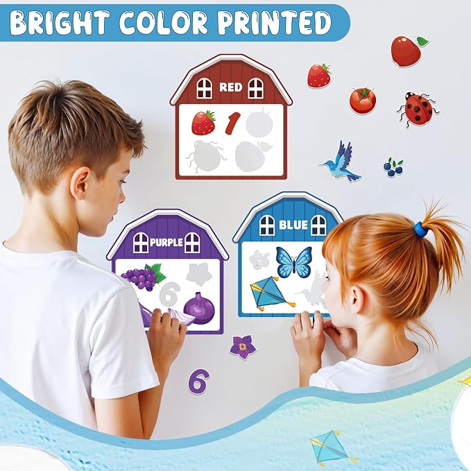 10Pcs Magnetic Color Sorting Cute Farm Animal Fridge Magnets for Toddlers | 60 Toddler Magnets for Refrigerator Early Education Toddler Color Sorting Learning Activities Boys Girls Gifts