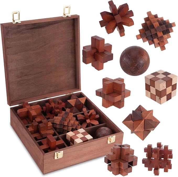 Mytothfy Wooden Brain Teaser Puzzles for Adults Teens, 3D Puzzle Game Toys | Brain Teaser Puzzles with Wooden Box, Unlock Interlocking Puzzle for Teens Adults, IQ Education Smart Toys, Party Favor