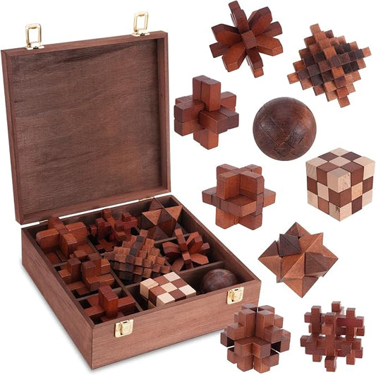 Mytothfy Wooden Brain Teaser Puzzles for Adults Teens, 3D Puzzle Game Toys | Brain Teaser Puzzles with Wooden Box, Unlock Interlocking Puzzle for Teens Adults, IQ Education Smart Toys, Party Favor