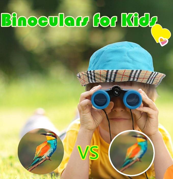 Scotamalone Kids Binoculars Shock Proof Toy Binoculars Set for Age 3-12 Years Old Boys Girls Bird Watching Educational Learning Hunting Hiking Birthday Presents (Pack of 2)
