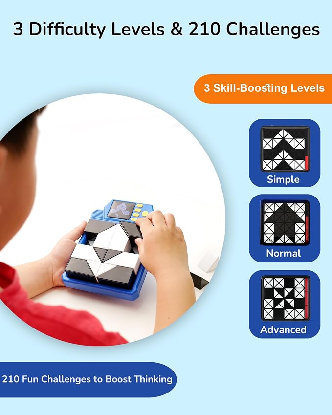 3D Hidden Blocks Puzzle Board Game, 210 Logic Challenge Levels Ages 8–12 | Color & Shape Brain Teaser Toy,Montessori STEM Educational Game, Perfect Birthday for Boys and Girls
