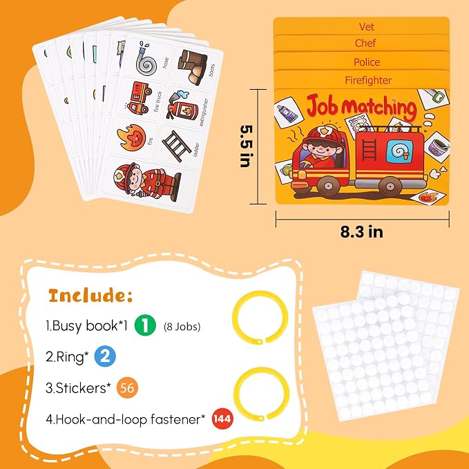 NAHSHON Montessori Busy Book Job Sorting Learning Toys for Kids 3-5 | Preschool Learning Activities Educational Sorting Toys for Kids 3 Year Old, Autism Sensory Fine Motor Matching Games