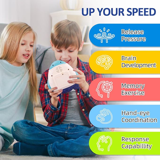 GAPER GO Fast Push Game Fidget Toys for Kids, Handheld Puzzle Game Sensory Toys, Quick Push Light Up Pop Game Gifts for 3-12 Year Old Boys Girls, Christmas Stocking Stuffers (Rocket)