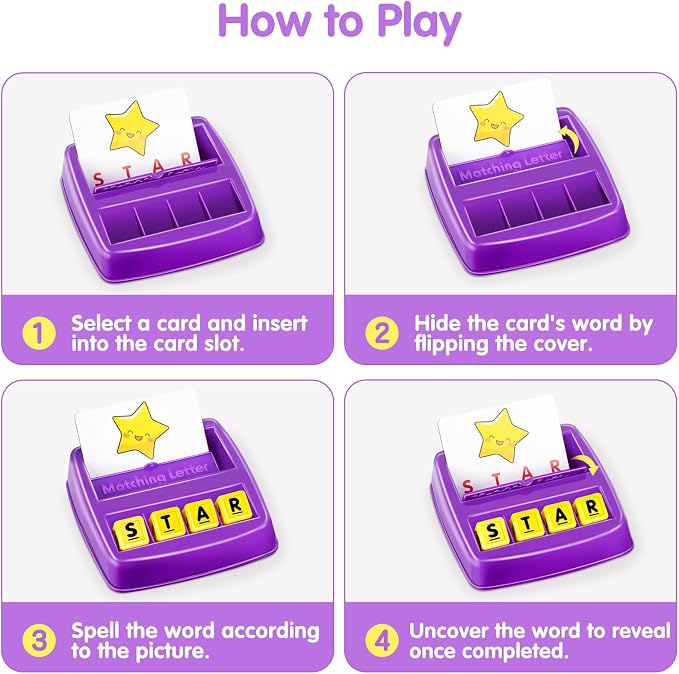 NARRIO Educational Toys for 3 4 5 Year Old Girls Boys Gifts, Matching Letter Spelling Games Learning Toys for Kids 2-4 Year Olds, Christmas Birthday Gifts for 3-6 Year Old Girls Toddler Toys Age 2-4