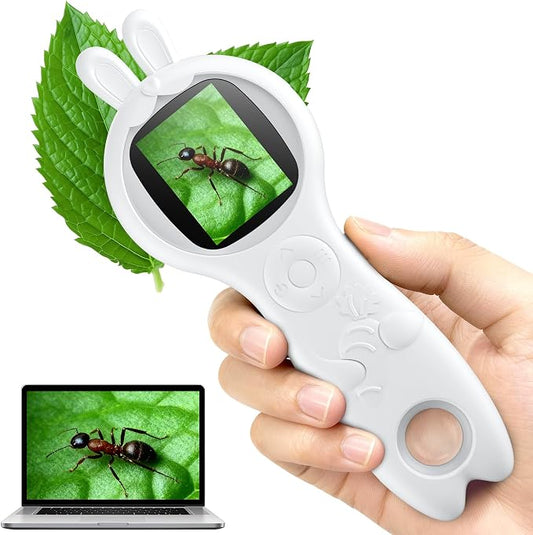 Microscope for Kids, Portable Digital Microscope with 500X Magnifying Glass, Handheld Camera Mini Pocket Magnification, Educational Christmas Birthday Gifts for Ages 4 5 6 7 8 9 10 11 12