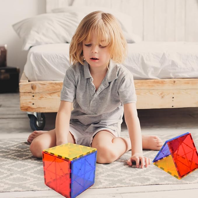 Gemmicc 12 PCS Large Magnetic Tiles,Jumbo Magnet Base Plates,STEM Magnetic Building Blocks for Kids Boys Girls
