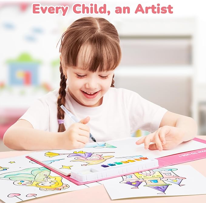 JoyCat Paint with Water Coloring Books for Toddlers (Magical Pony) | Watercolor Painting Set for Kids Ages 3-5 & 4-8, Arts & Crafts Drawing Activity Travel Toy, Birthday Gifts for Boys & Girls