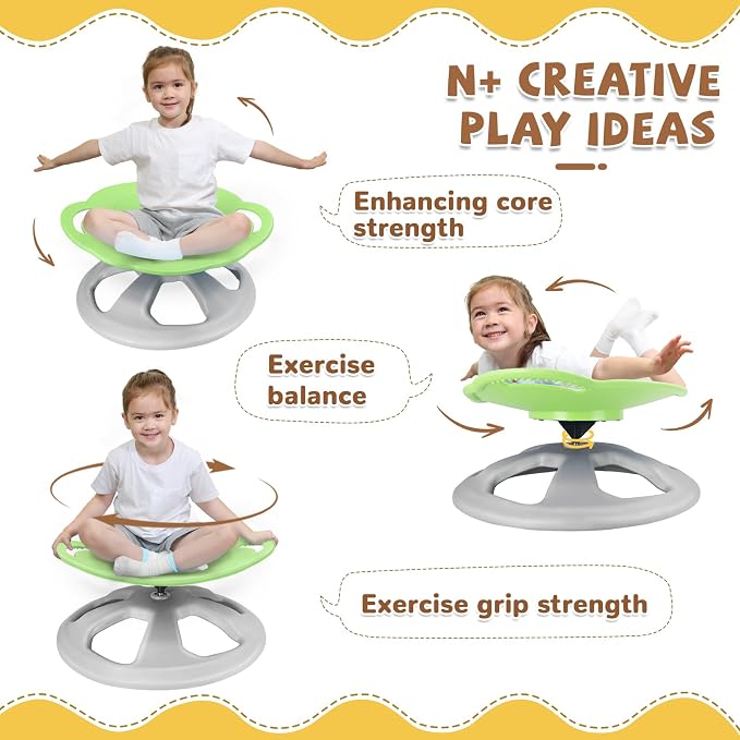 Zhenx Spinning Chair for Autistic Kids with Handles - Autism Sensory Toy | 220LBS Capacity Sensory Swivel Seat for ADHD Kids, Autism Sensory Products, Calming Gift Improve Focus & Body Balanc (Green)
