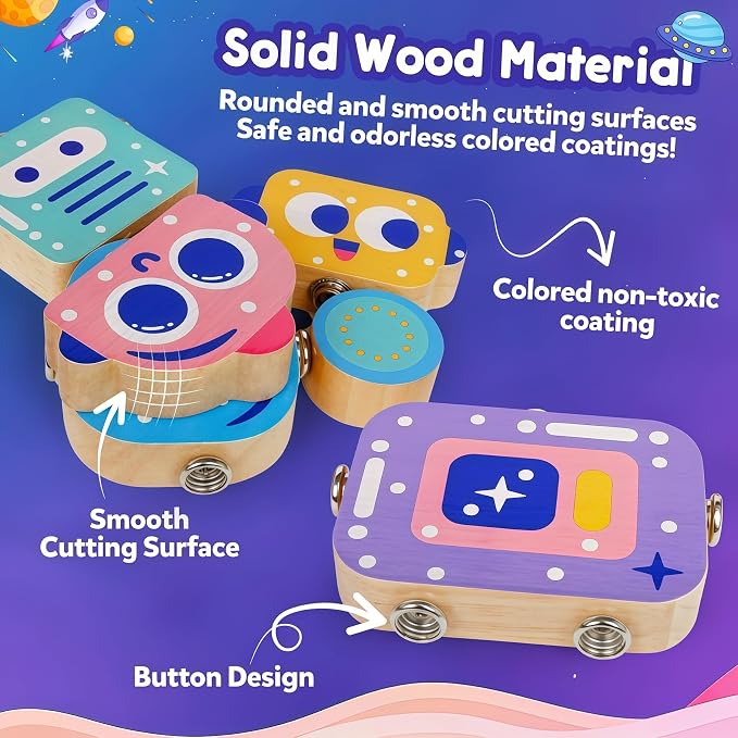 Robot Toys for Kids 3-5,Montessori Wooden Learning Toy with Take Apart Features Robots,STEM Educational Play Fine Motor Games for Boys Girls