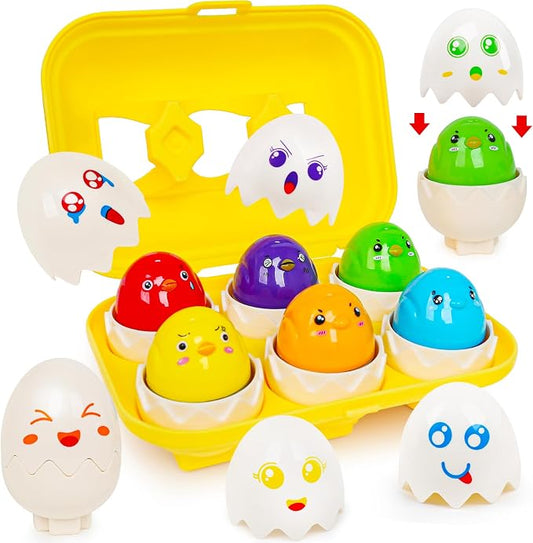 Egg Toddler Toys,Montessori Geometric Egg Shape Sorter Toys Preschool Learning Educational Color Sorting & Eggs Puzzles Matching Games Fine Motor Toy for Boys Girls Ages 1-3
