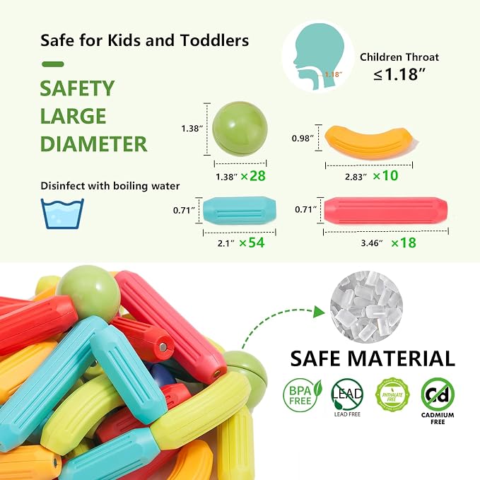 COUOMOXA Magnetic Building Blocks STEM for Kids: Educational Magnetic Set for 6-9+Years Old for Boys Girls - Construction Toys for Early Development Learning for Kids