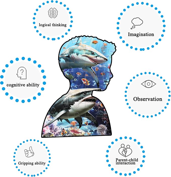 LELEMON Puzzles for Kids Ages 4-6 6-8 8-10 100 Pieces Jigsaw Puzzles for Kids Underwater World Ocean Learning Educational Puzzles Portable Box Pack Toy for Boys and Girls