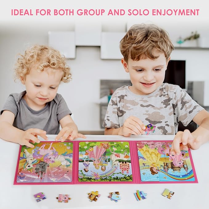 Magnetic Puzzles for Kids Ages 4-6, 36-Piece Preschooler Travel Toys Princess Puzzles Ages 3-5, Educational Learning Magnets, Ideal Road Trip Activities Toys for 3 4 5 6 Girls