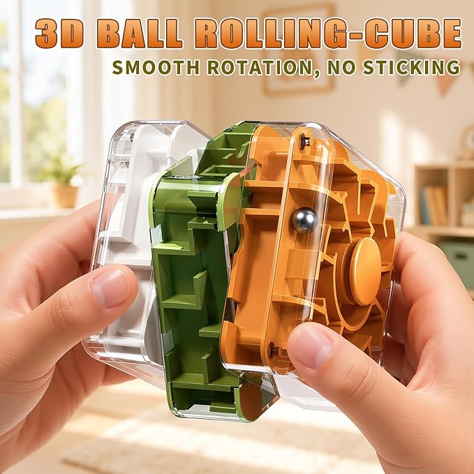3 Layer 2-in-1 3D Rolling Ball Fidget Spinner, 3D Brain Teaser Puzzle Game, Education Sensory Toys Birthday Gift for Kids Adults 4 5 6 7 8 Years Old Boys Girls