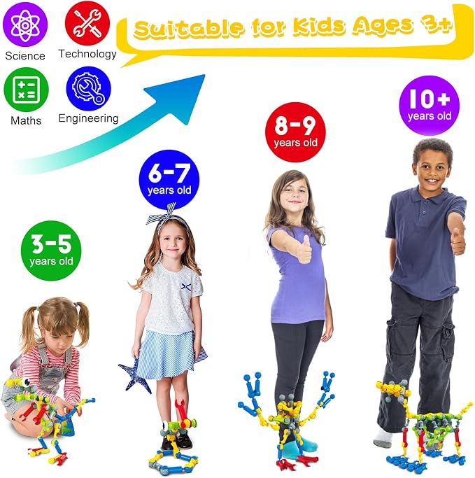 156 PCS STEM Building Blocks Toy Set for Kids 3-7, Birthday Gifts for Boys | STEM preschool toy. Storage box. Build 40+ models with guide. Hands-on play builds logic, creativity & motor skills. Gifts 3+