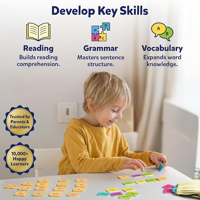Skillmatics Sentence Search – Educational Board Game, Learning Toy for Kids | Sentence Building Activity, Creative Word Play, Screen-Free Fun, 120+ Tiles (1.3 x 1 Inches), Gift for Ages 5, 6, 7, 8