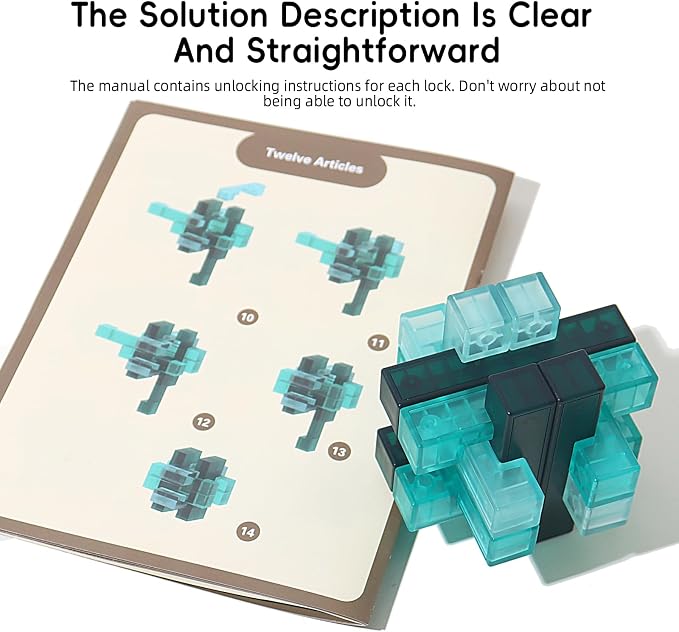 9 PCS Colorful Translucent ABS Luban Lock Set, Brain Teaser Puzzles for Kids Teens Adults, Interlocking Disentanglement Mind Puzzles, Montessori STEM Educational Toys