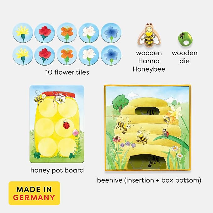 HABA My Very First Games Hanna Honeybee - 2 Cooperative Color Die Games Ages 2+ (Made in Germany)
