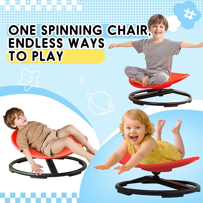 Spinning Chair For Kids With Autism And ADHD, Sensory Sit And Spin Age 3+ | ADHD Chair Helps Release Energy, Improve Motor Skills And Focus Through Fun Movement At Home, School Or Sensory Spaces