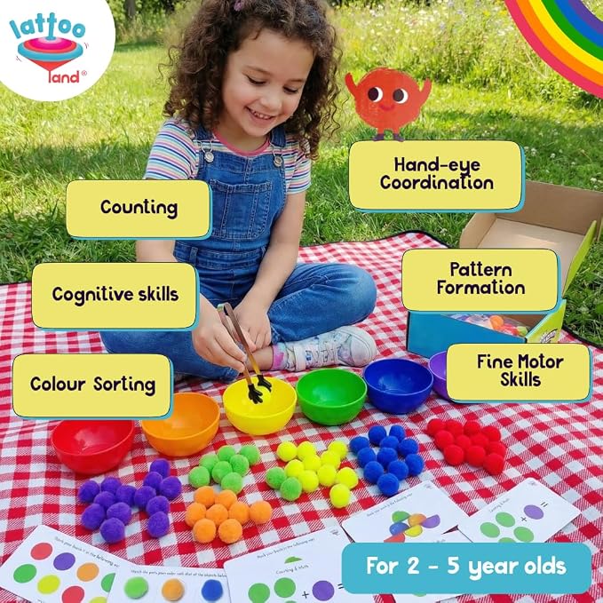 Rainbow Color Sorting Toys for Kids | Educational Sensory Counting, Sequencing & Matching Toy | Preschool Learning Activity | Early Color Recognition Set | Educational Gift for Toddlers Ages 3,4,5,6+