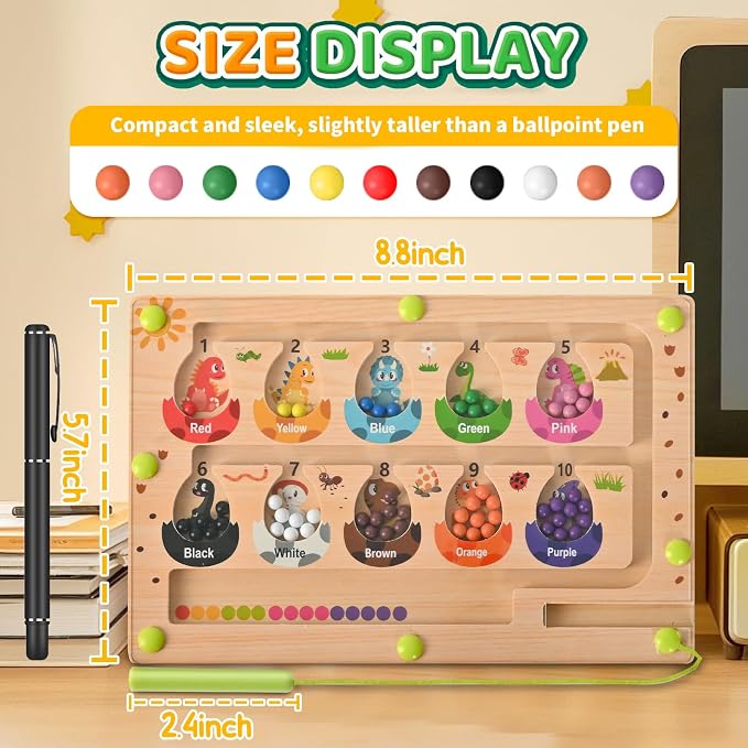 Busy Board Travel toys for Toddlers Kids, Montessori Toys Magnetic Color and Number Maze Puzzle, Dinosaur Learning Education Toys for Fine Motor Skills,Airplane Car Travel Activities Essential (Small)