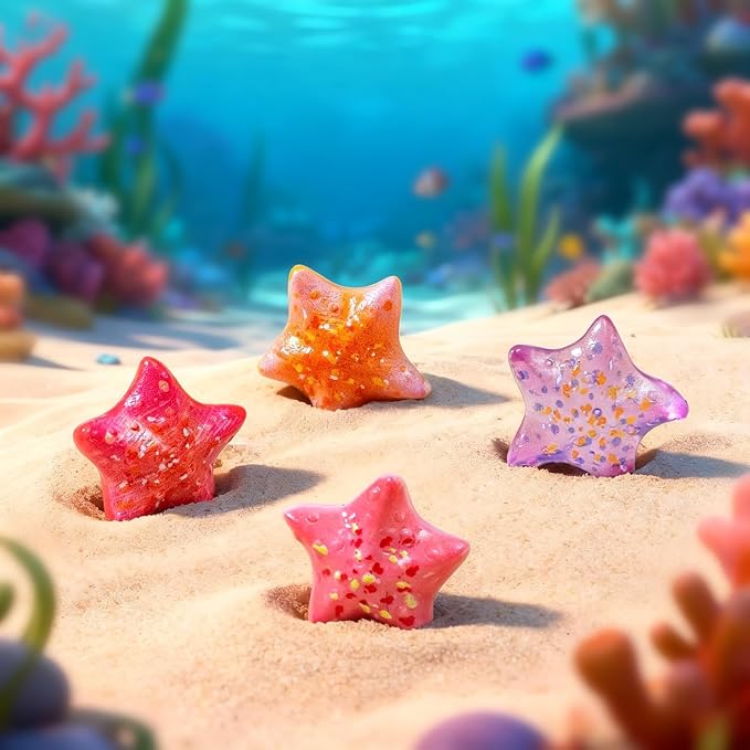 60Pcs Mini Resin Starfish Figurines Tiny Sea Shell Star Figure for Crafts | Bulk Star Fish Shells Aquarium Decorations, Glow in the Dark, 12 Styles 5 Pieces Each, estrellas de mar para decoración