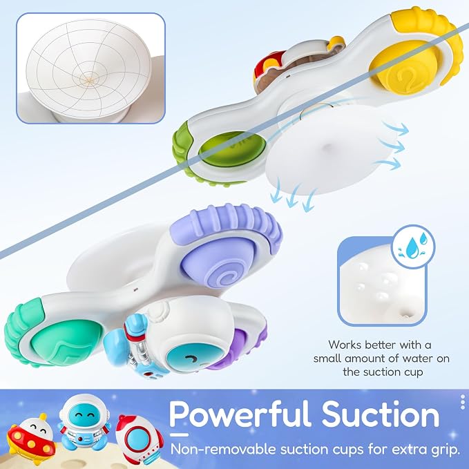 Pop Suction Cup Spinner Airplane Travel Toys for 1 Year Old Boy Girl | Novelty Spinning Tops Infant 12 18 Months,1 2 Year Old Boy Birthday Gift for Toddlers ,Sensory Baby Bath Toy Kids Ages 1-3