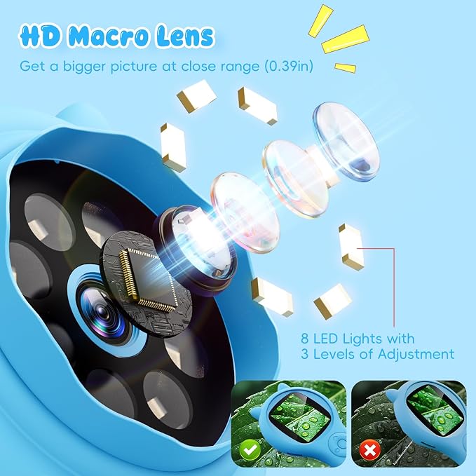 Microscope for Kids, Portable Digital Microscope for Outdoor Exploration | 500X digital magnifying glass with a 2-inch IPS screen for nature, camping, travel, and hands-on STEM learning.