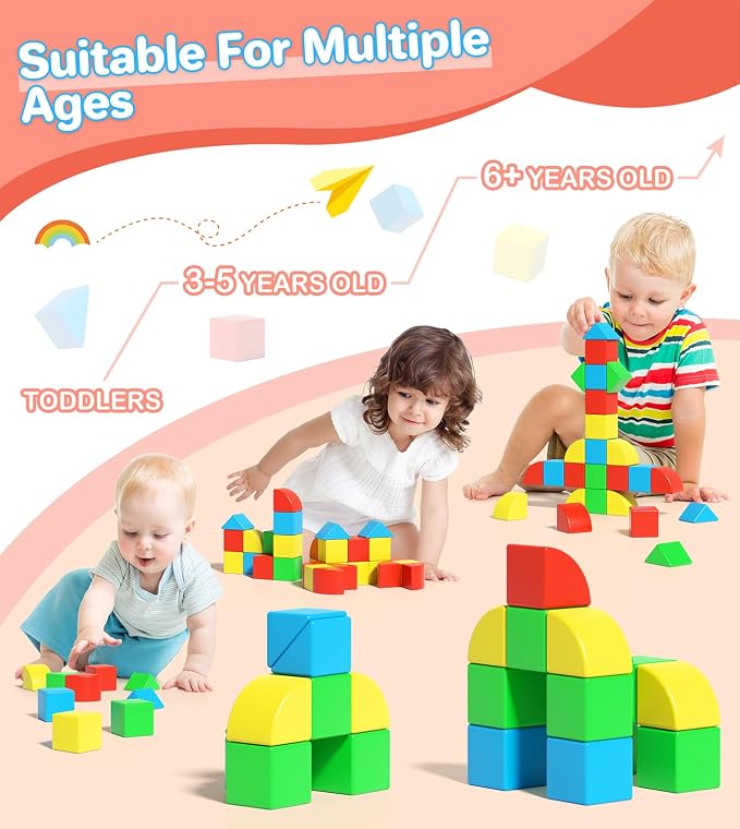 Magnetic Blocks for Toddlers, 1.34 inch 36PCS Kids Building Toys, Creative Stacking Colorful Sensory Block with Magnet, Educational Construction Cubes Set for Boys Girls Kids Ages 3 4 5 6 7 Year