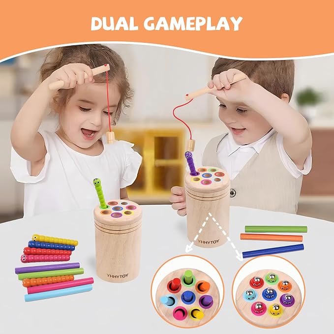Montessori Toys for 2+ Year Old, Magnetic Fishing Game Color Sorting Toys | Dual Gameplay Preschool Learning Toys for Ages 2-4, Fine Motor Skills Development Sensory Toys, 2 3 Year Old Girls Boys Gift