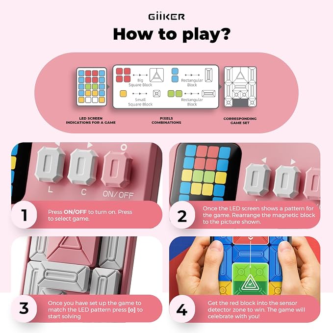 GiiKER Super Slide Puzzle Game, 500+ Challenges, STEM Toy for Ages 6+ | Handheld brain teaser for kids and teens, road trip activity, birthday gift