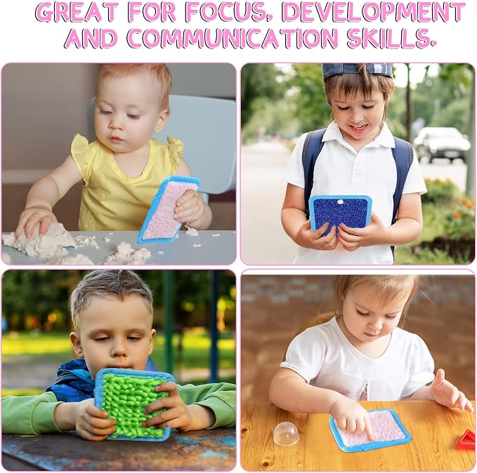Boao 8 Set Mini Sensory Mats Assorted Textured Play Mats Sensory Floor Tiles Educational Tactile Toys for Activity(4 Inch,Square)