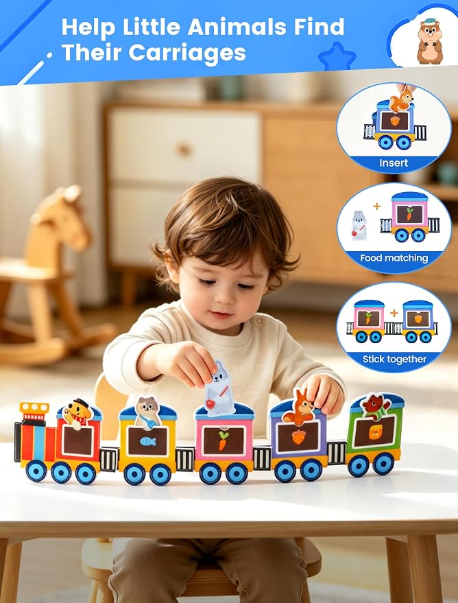 Montessori Busy Book for Toddlers 1-3, Felt Busy Board, Train Travel | Montessori toys, Fishing game, Travel Toys, Fine motor, Independent quiet play, Soft felt, Boy Girl gift, CPC 12m+