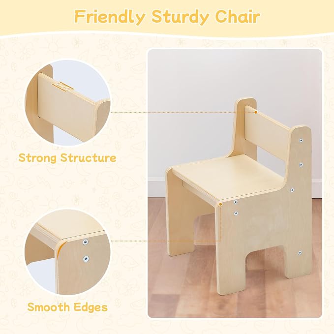 GITAWUSA Sensory Table and Chair for Toddlers 2-8, Wood Kids Activity Tables with Storage Bins, Toddler Play Table with Roll Holder for Drawing Paper, Kids Art Tables with Double-Sided Graffiti