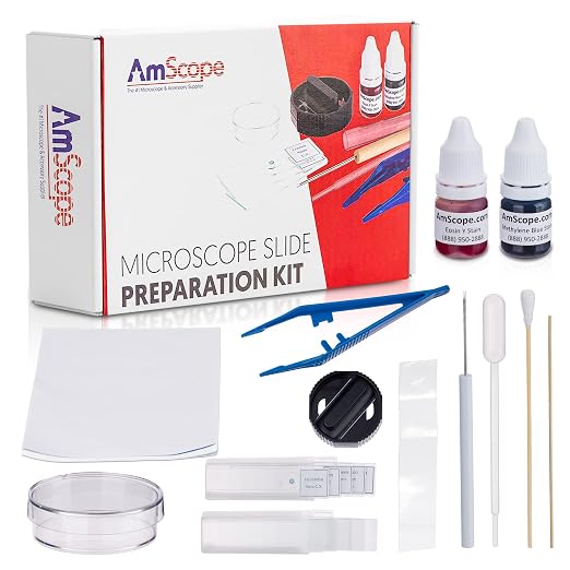 AmScope SP-14 Microscope Slide Preparation Kit - Includes Blank | Precision Tip Anti-Static Stainless Steel Lightweight Ergonomic Design
