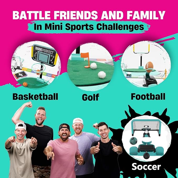 Dude Perfect Board Game with Soccer Add On; Action Packed Sports Challenges for Competitive Kids and Families | Perfect for Family Game Night; 2 to 5 Players; Ages 4 and up | With Soccer Expansion; Action Packed; Perfect for Family Game Night; 2 to 5 P...