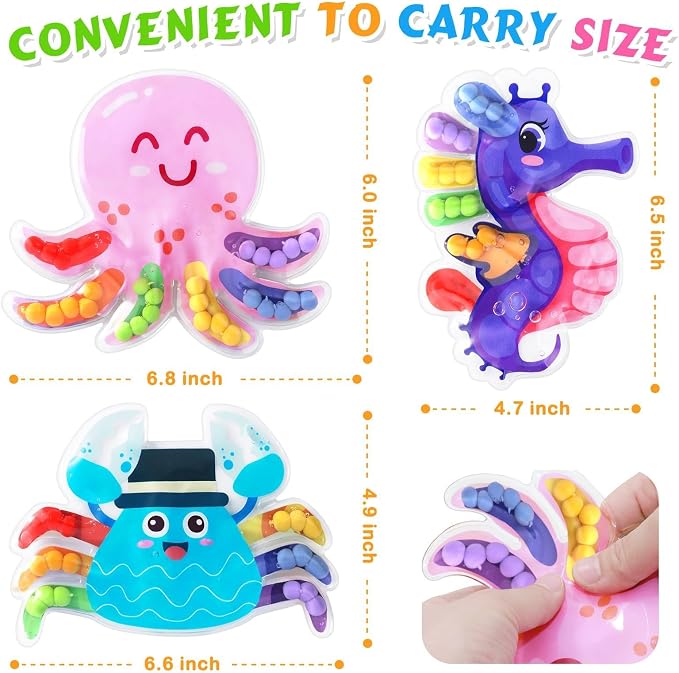 3Pack Color Sorting Toys Sensory Toys : Fine Motor Skill Games Learning for Toddlers, Color Matching Fidget Sensory for Calm Down, Preschool Learning & Educational Montessori (Sea Animals 3pack)